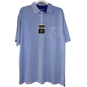 Weekender Short Sleeve Pocket Polo Shirt Mens  L Blue White Gingham Plaid nwt 50